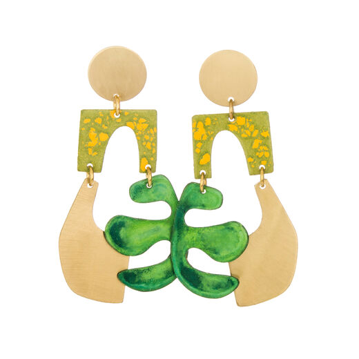 Cut-out green drop earrings by Sibilia